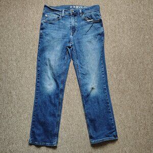 DEVIL DOG Jeans Men Straight Leg 32x30 Blue Distressed Stretch Cotton Denim